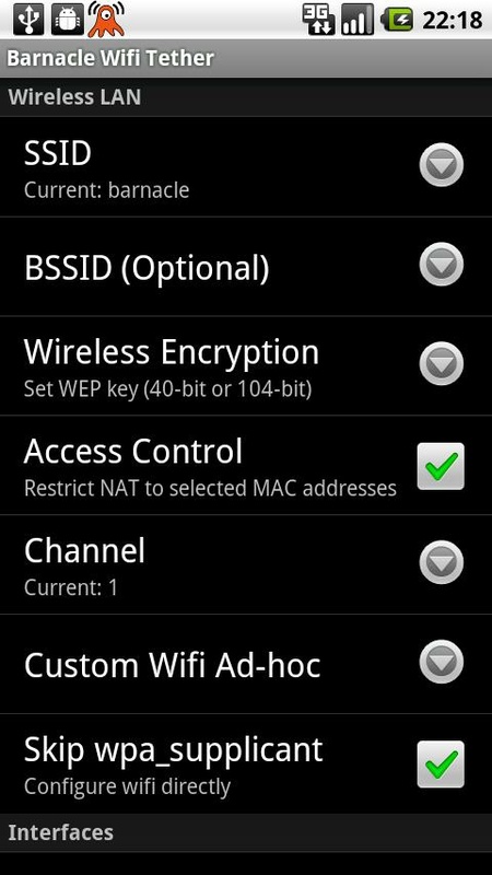 Barnacle Wifi Tether 0.6.7 (evo) APK for Android Screenshot 1