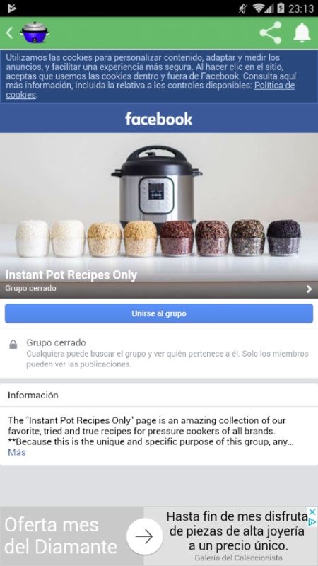 Facebook Groups Instant Cooking 1.0 APK for Android Screenshot 2
