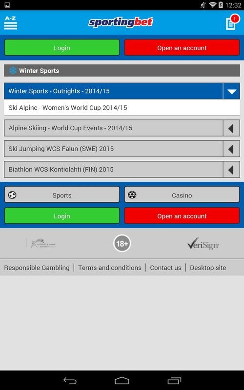 Sporting Bet APK for Android Screenshot 1