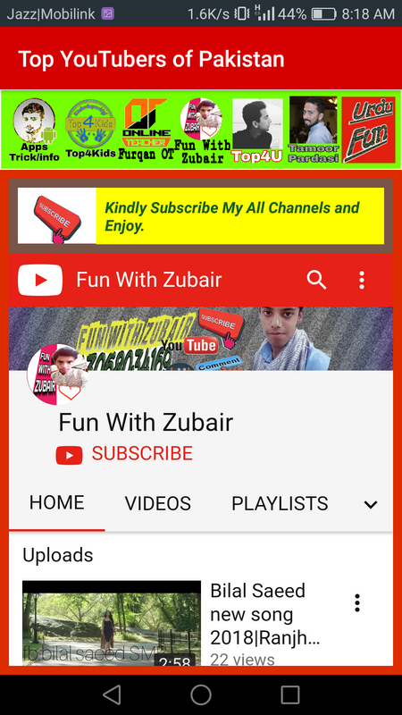 Top YouTubers of Pakistan 2.9 APK for Android Screenshot 1
