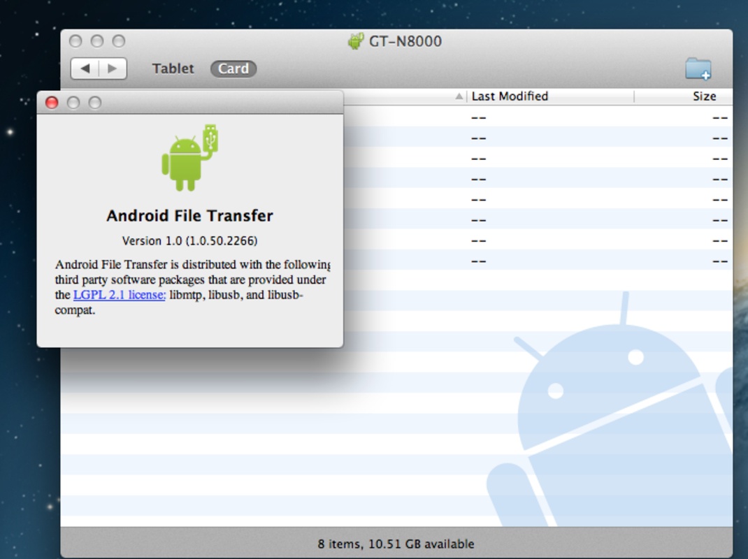 Android File Transfer 1.0.11 (1.0.442.1500) for Mac Screenshot 2