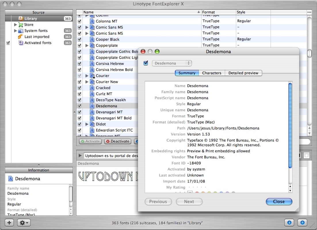 FontExplorer X 4.1 for Mac Screenshot 2