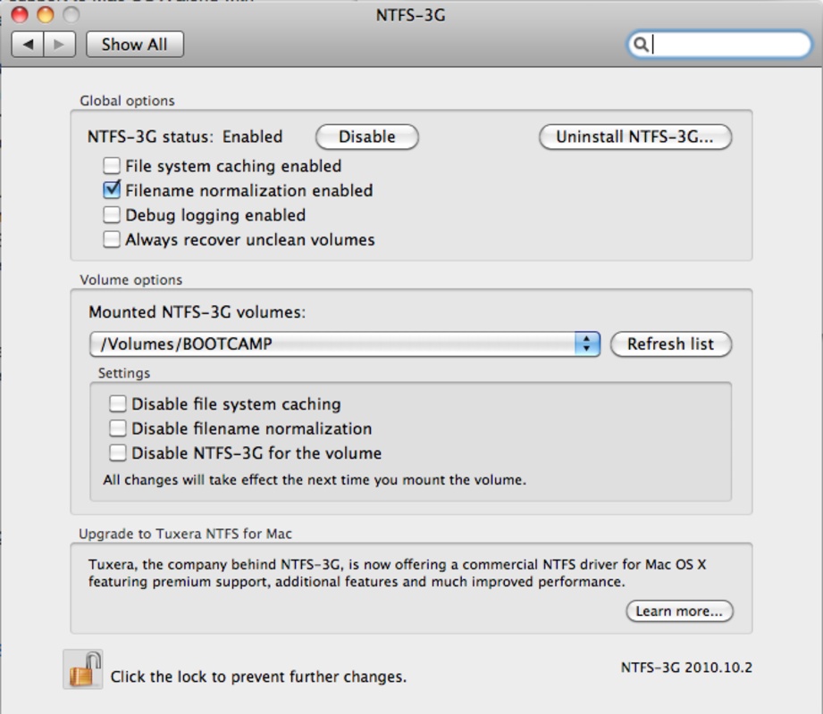 NTFS-3G 2009 4.4 for Mac Screenshot 1