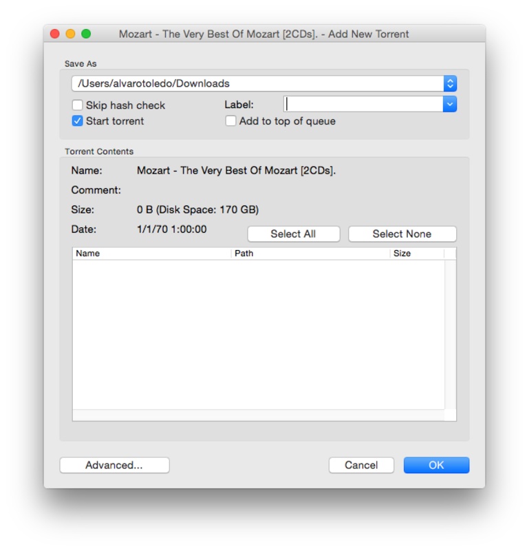 uTorrent 1.8.7 build 45548 for Mac Screenshot 1