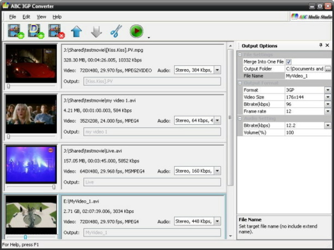 ABC 3GP/MP4 Converter 3.00.2688 for Windows Screenshot 1