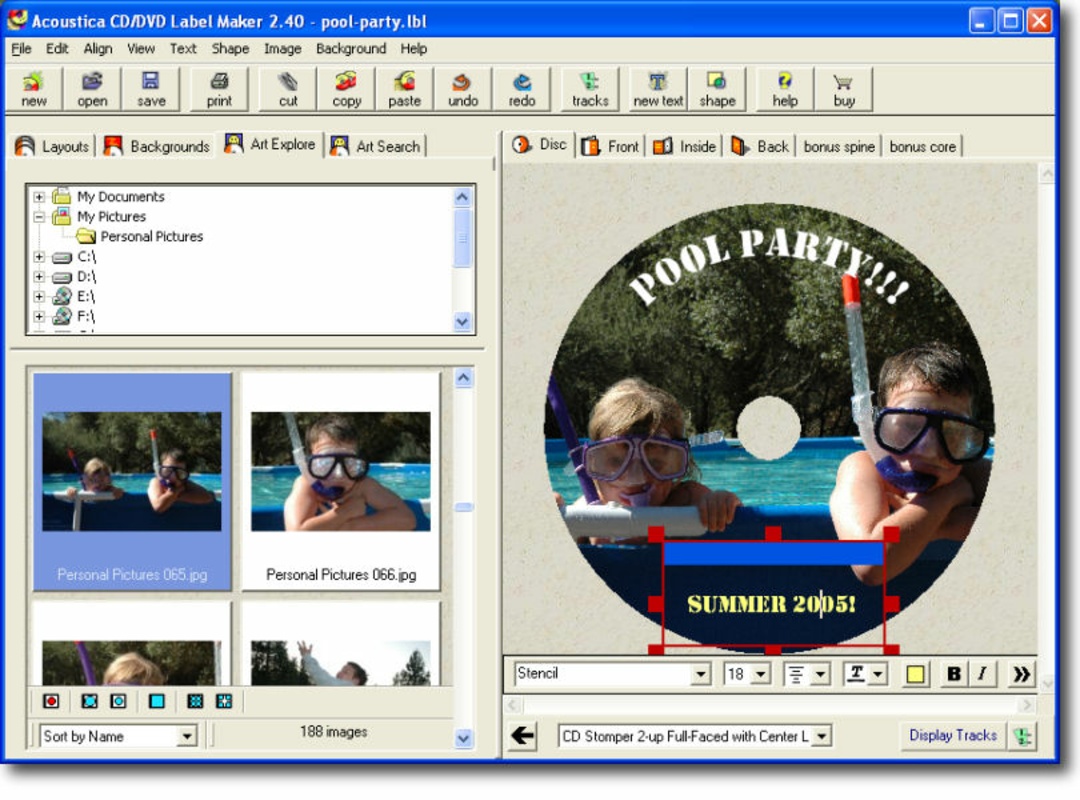 Acoustica CD-DVD Label Maker 3.40 for Windows Screenshot 1