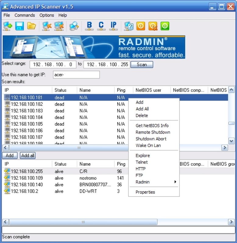 Advanced IP Scanner 2.5.4594.1 for Windows Screenshot 2