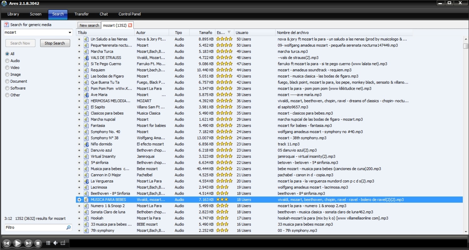 Ares 2.5.8 for Windows Screenshot 3