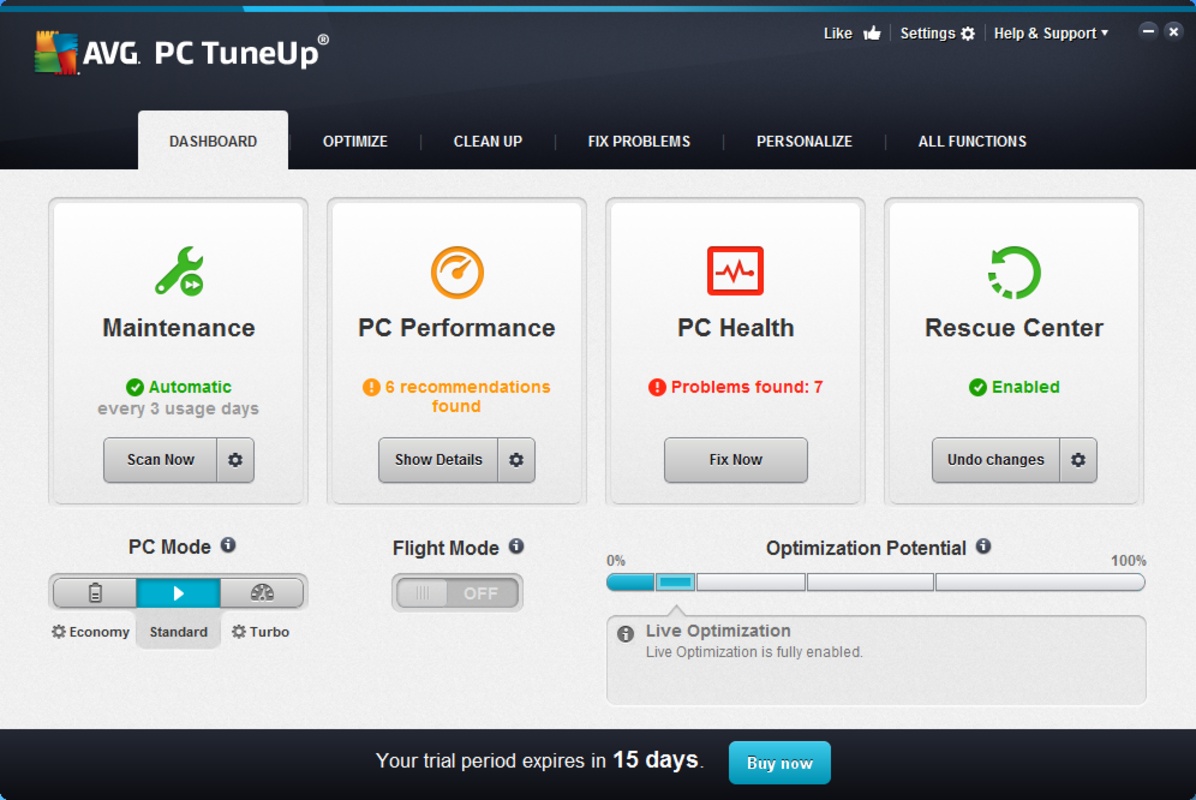 AVG PC TuneUp 21.2.2916 feature