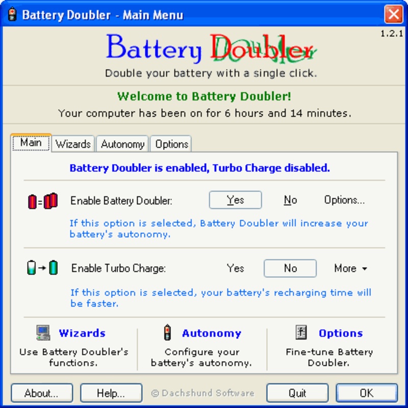 Battery Doubler 1.2.1 for Windows Screenshot 1