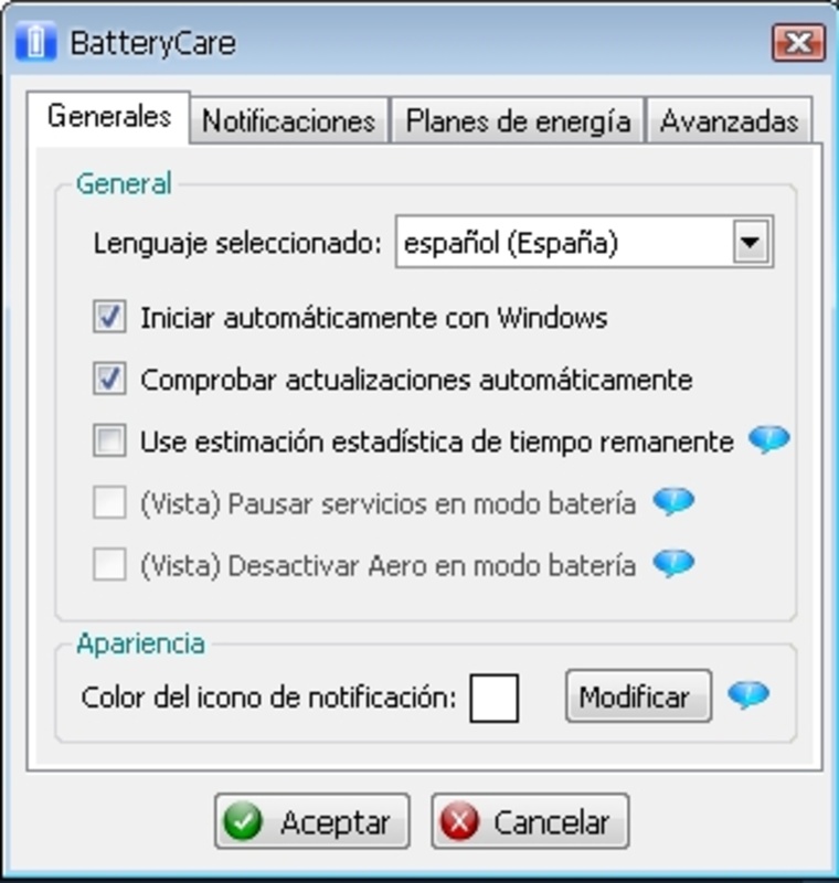 BatteryCare 0.9.36.1 feature