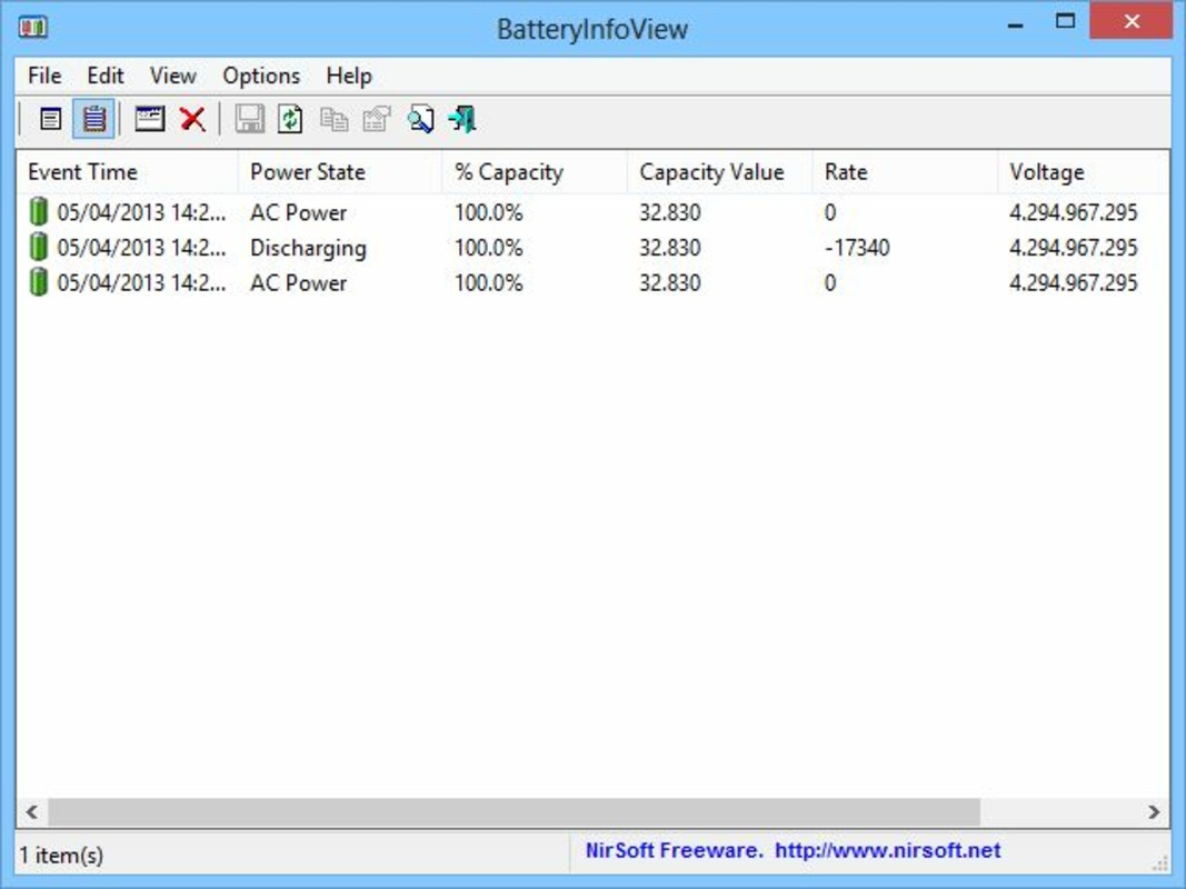 BatteryInfoView 1.25 for Windows Screenshot 2
