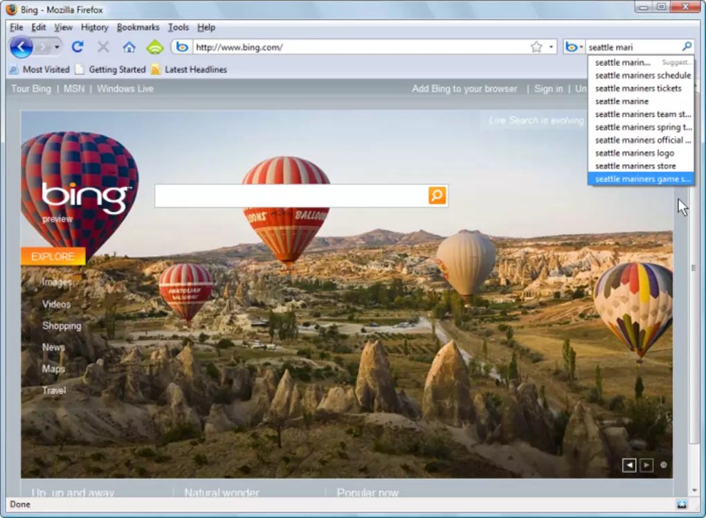 Bing for Firefox 20090601 feature