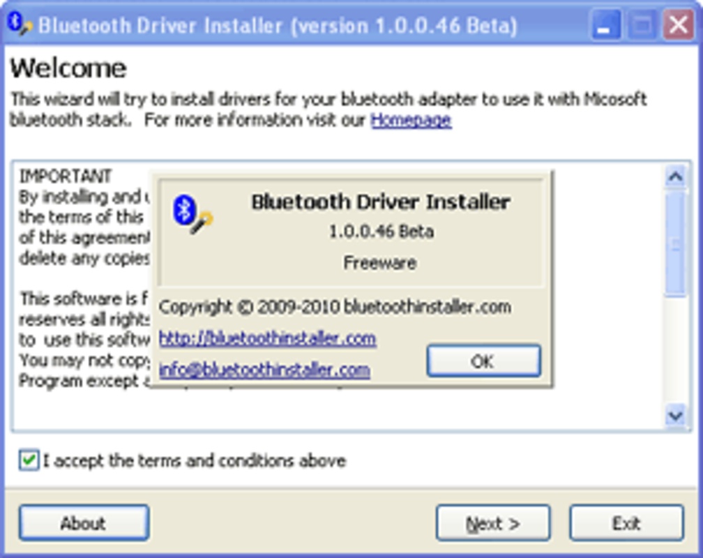 Bluetooth Driver Installer 1.0.0.151 Beta for Windows Screenshot 1