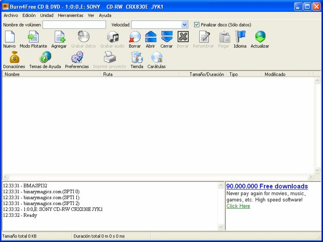 Burn4Free 8.4.0.0 for Windows Screenshot 1
