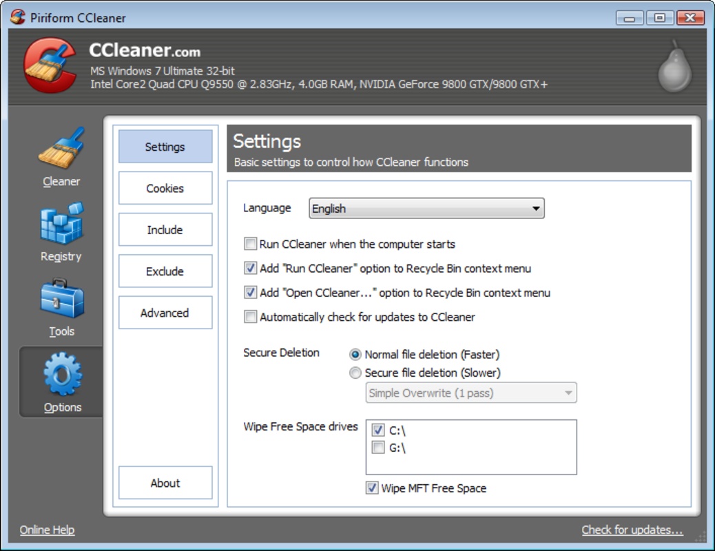 CCleaner Portable 6.07 feature