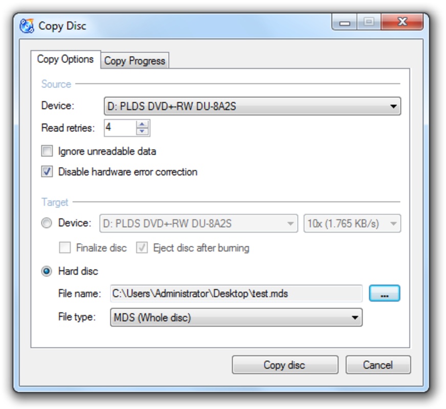 CDBurnerXP 4.5.8.7128 feature