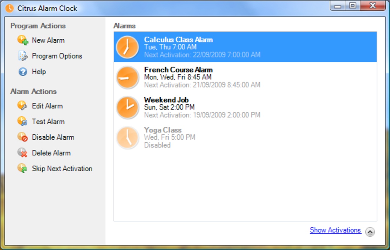 Citrus Alarm Clock 2.4 for Windows Screenshot 1