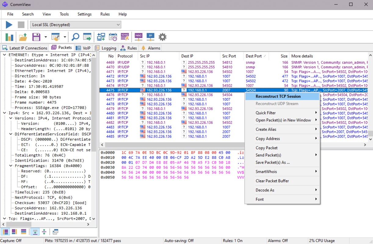 CommView 7.3 Build 923 for Windows Screenshot 2