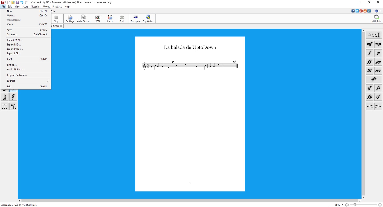 Crescendo Free Music Notation Editor 8.13 for Windows Screenshot 2