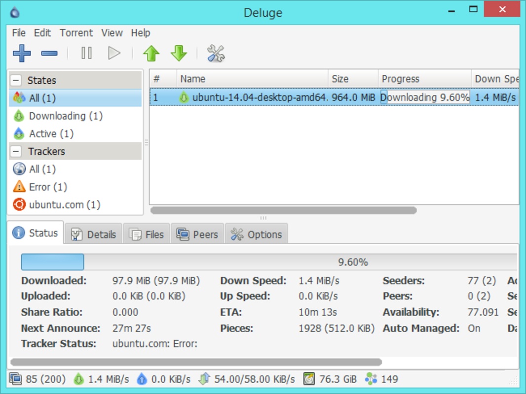 Deluge 2.1.1 for Windows Screenshot 1