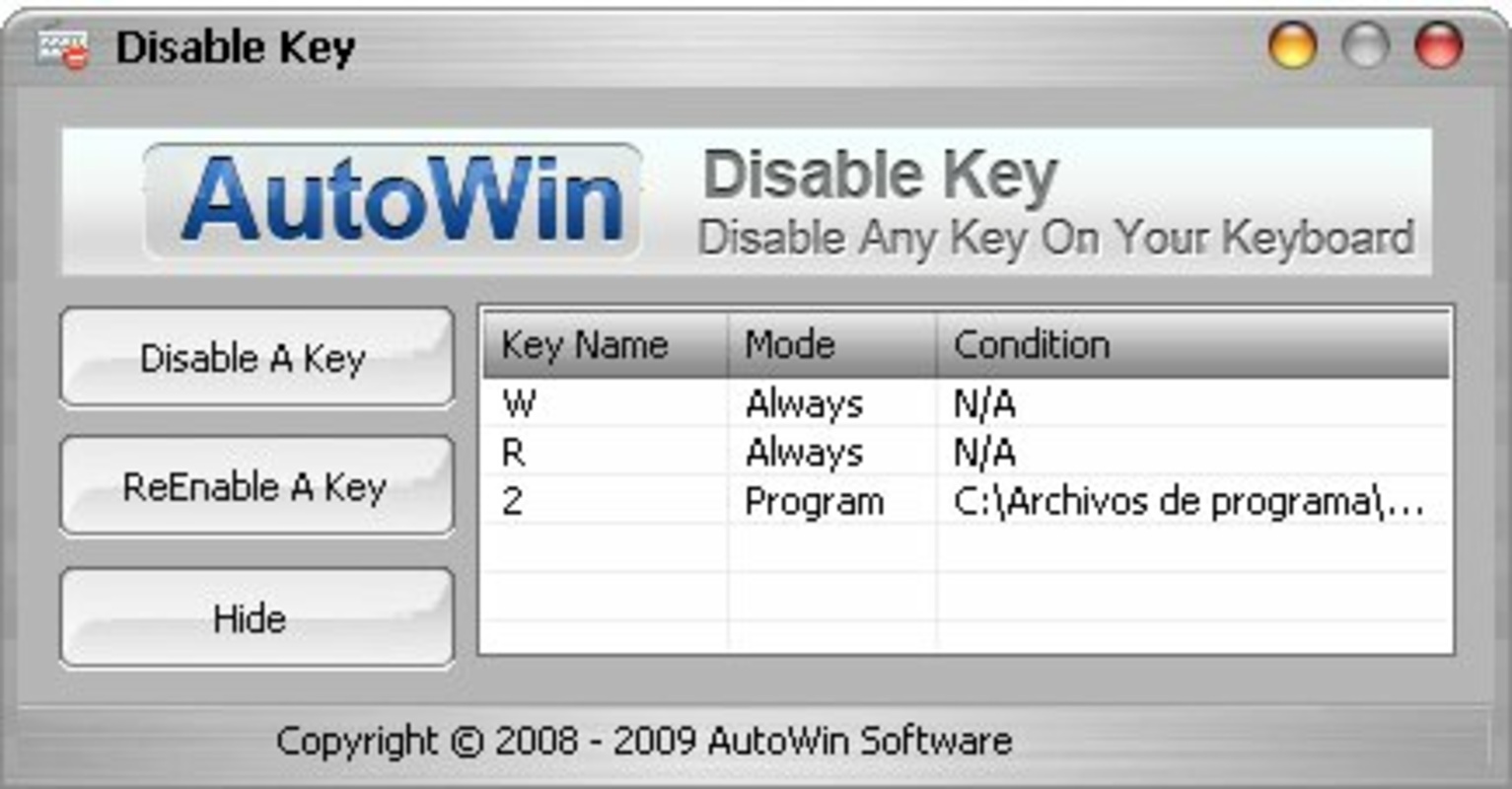 Disable Key feature
