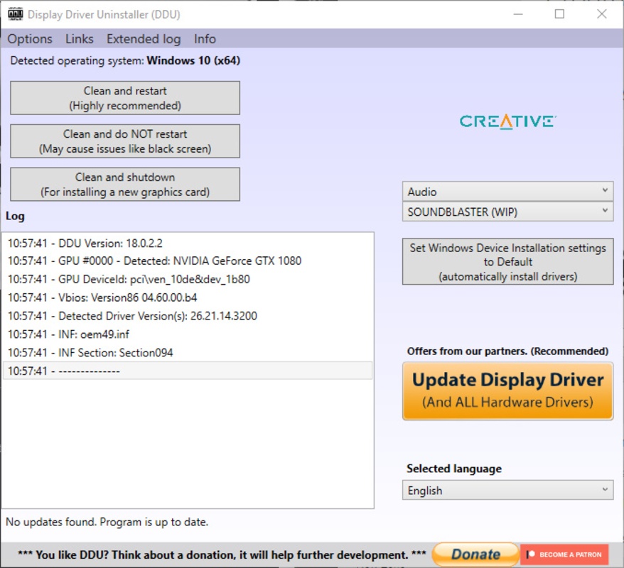 Display Driver Uninstaller 18.0.6.2 for Windows Screenshot 6