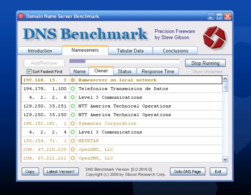 DNS Benchmark 1.3.6668.0 for Windows Screenshot 1