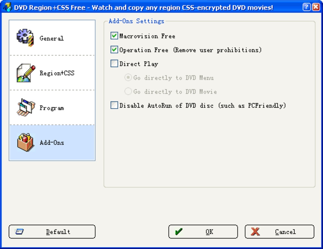 DVD Region CSS Free 5.9.8.5 feature