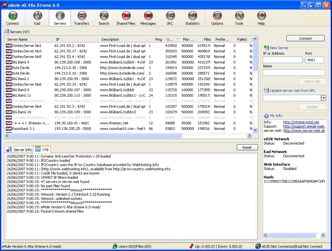 eMule Xtreme 0.50a for Windows Screenshot 1