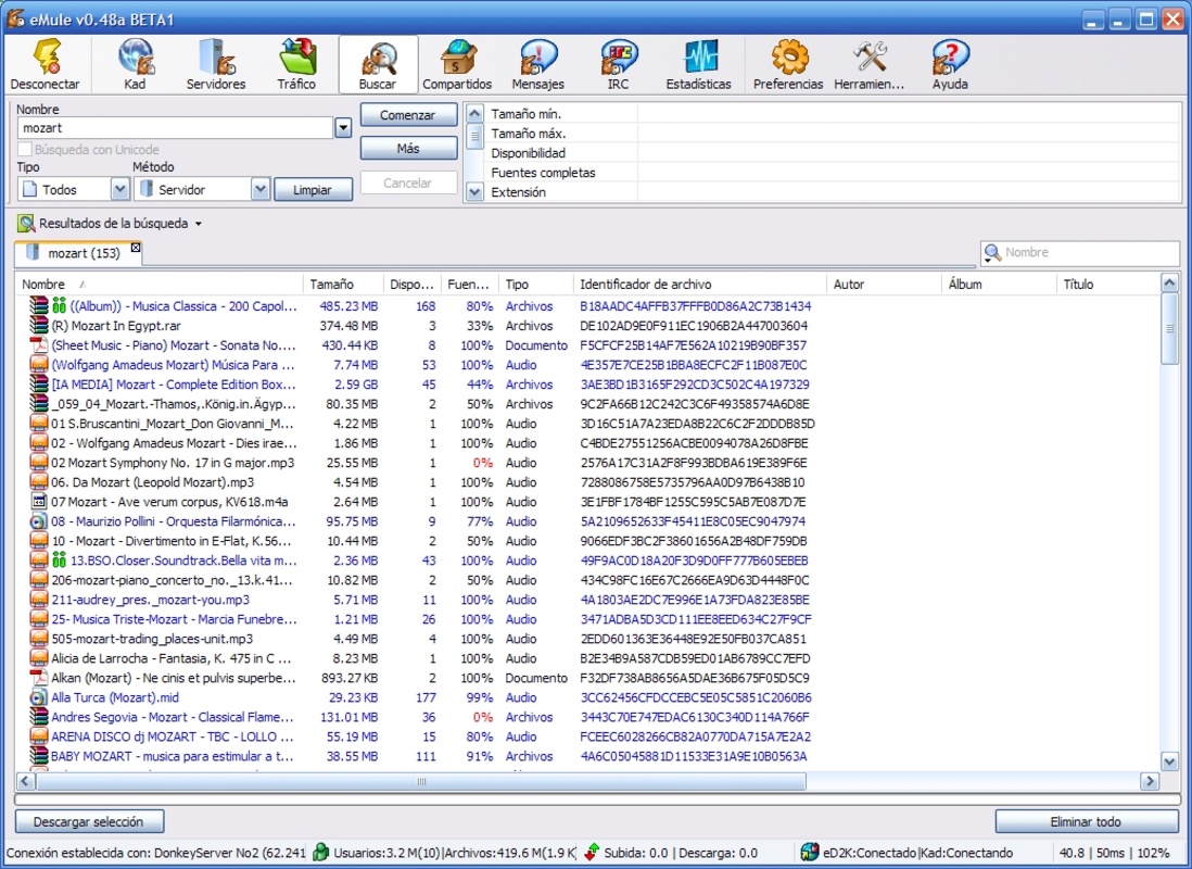eMule 0.50a for Windows Screenshot 10