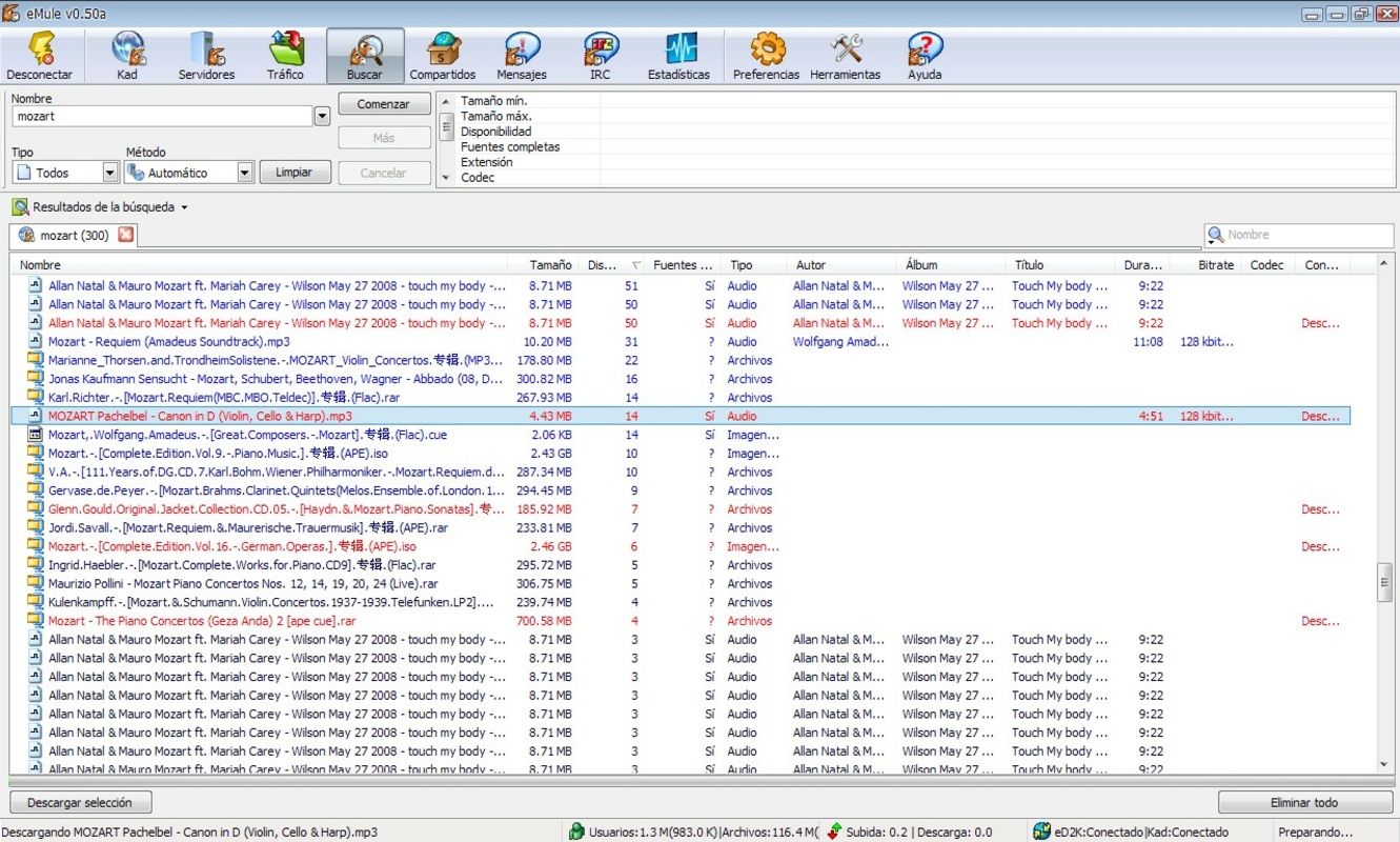 eMule 0.50a for Windows Screenshot 3
