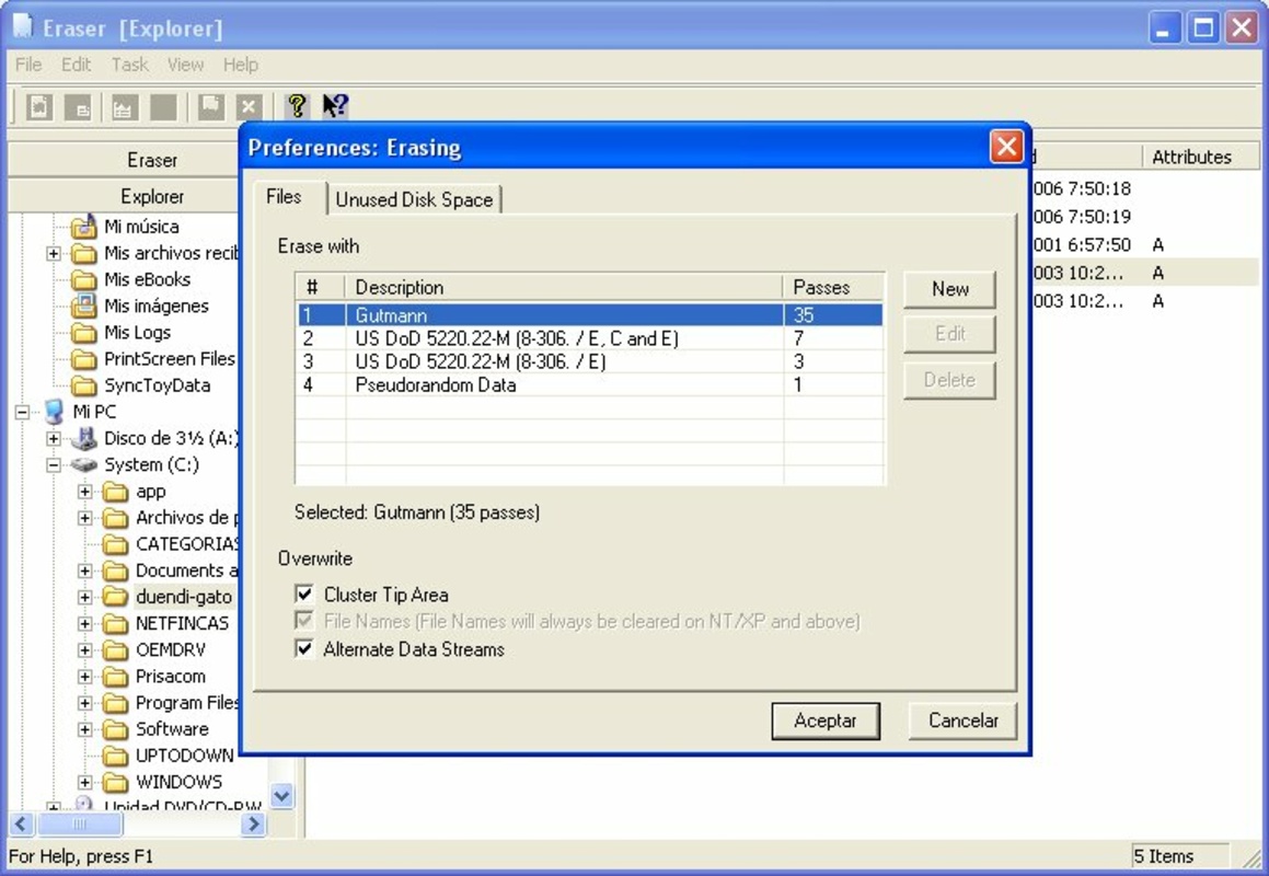 Eraser 6.2.0.2993 for Windows Screenshot 1
