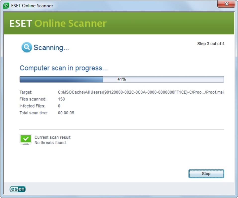 ESET Online Scanner 1.0 for Windows Screenshot 3