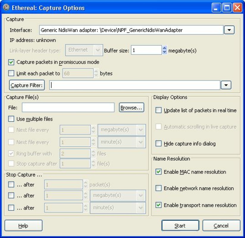 Ethereal 0.99.0 for Windows Screenshot 3