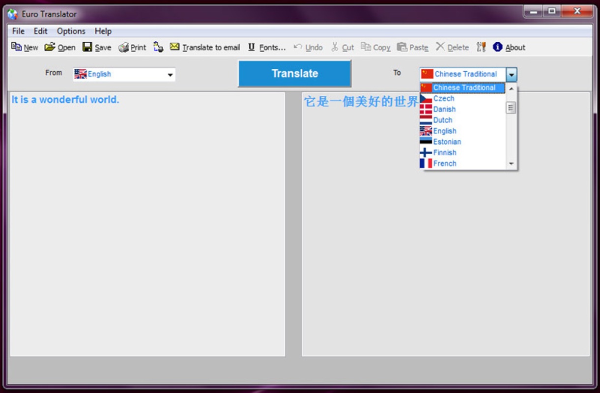EuroTranslator 2.05 for Windows Screenshot 1