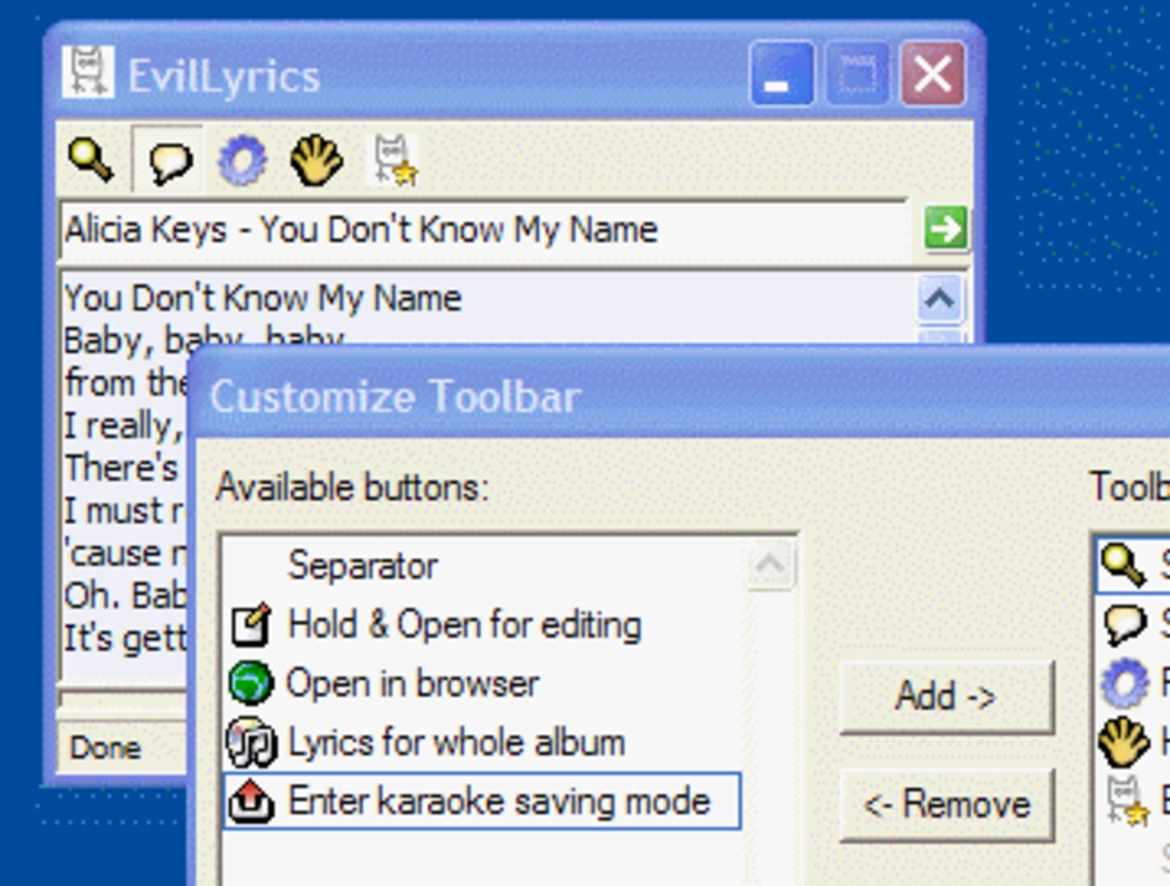 EvilLyrics 0.1.91 for Windows Screenshot 1