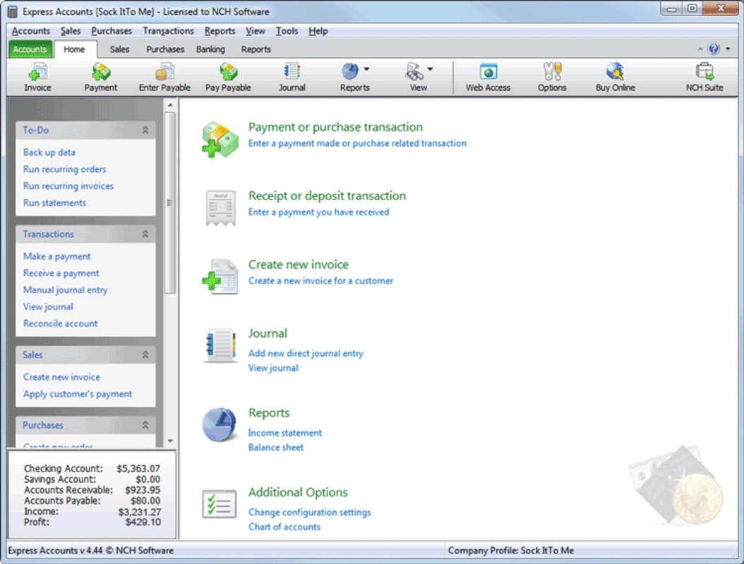 Express Accounts Free Accounting Software 10.00 feature