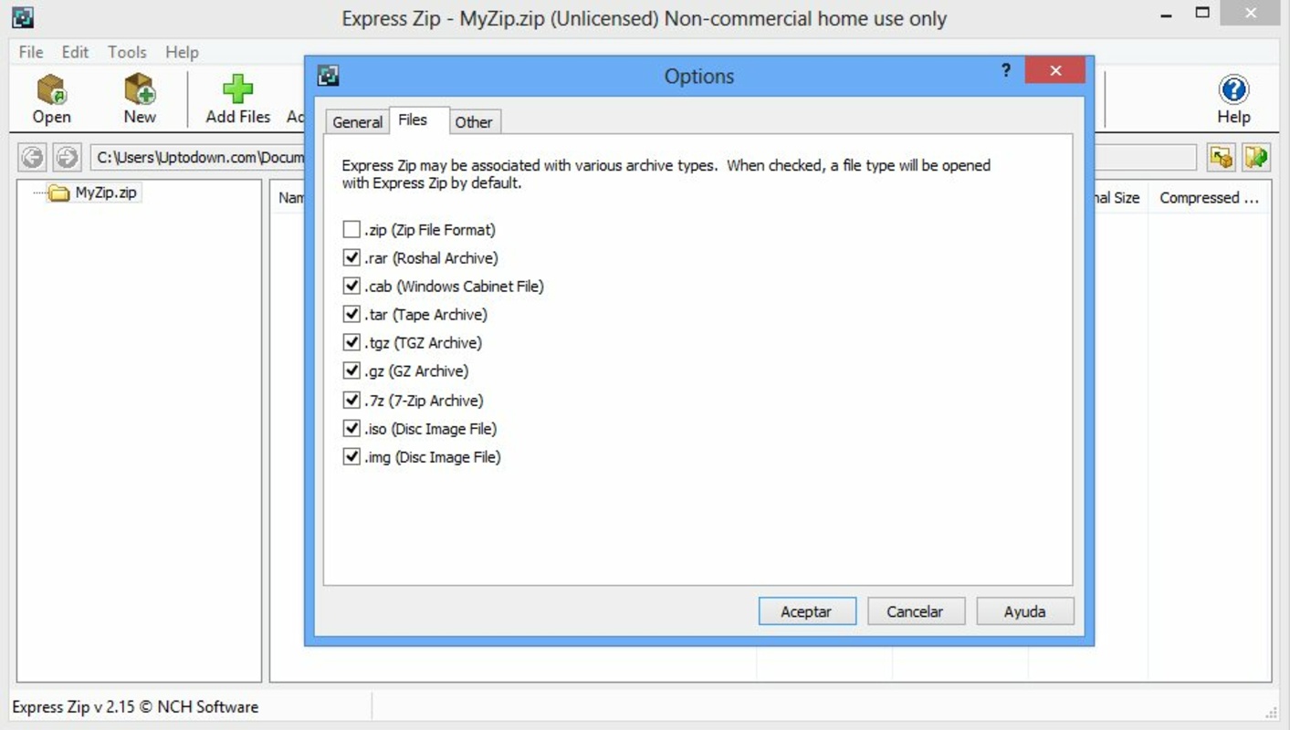Express Zip File Compression 9.33 feature