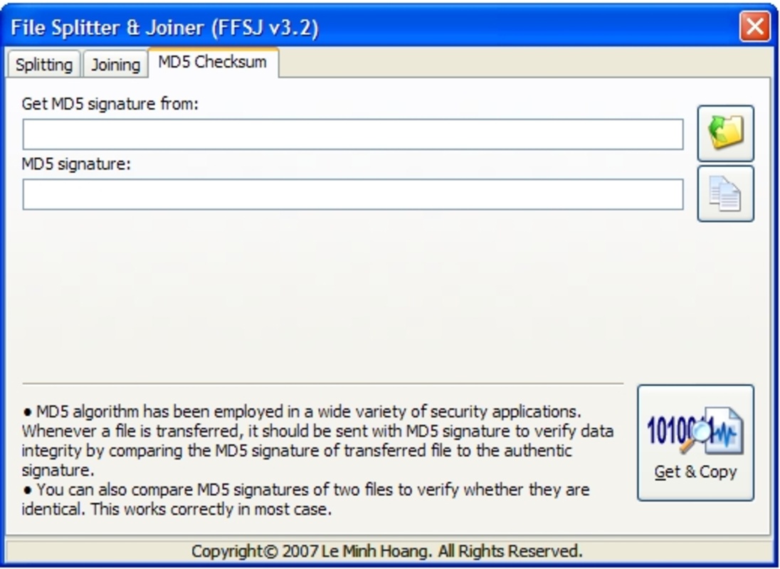 File Splitter and Joiner 3.3 feature