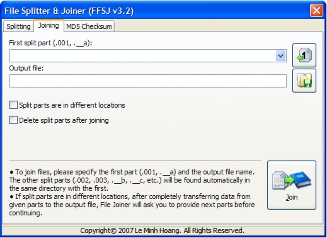 File Splitter and Joiner 3.3 for Windows Screenshot 2