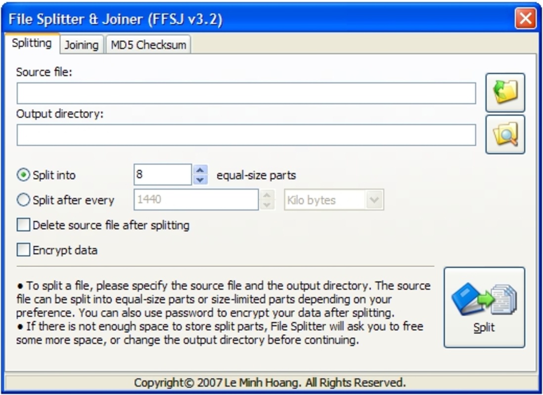 File Splitter and Joiner 3.3 for Windows Screenshot 3