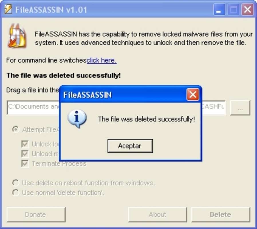 FileASSASSIN 1.06 for Windows Screenshot 1