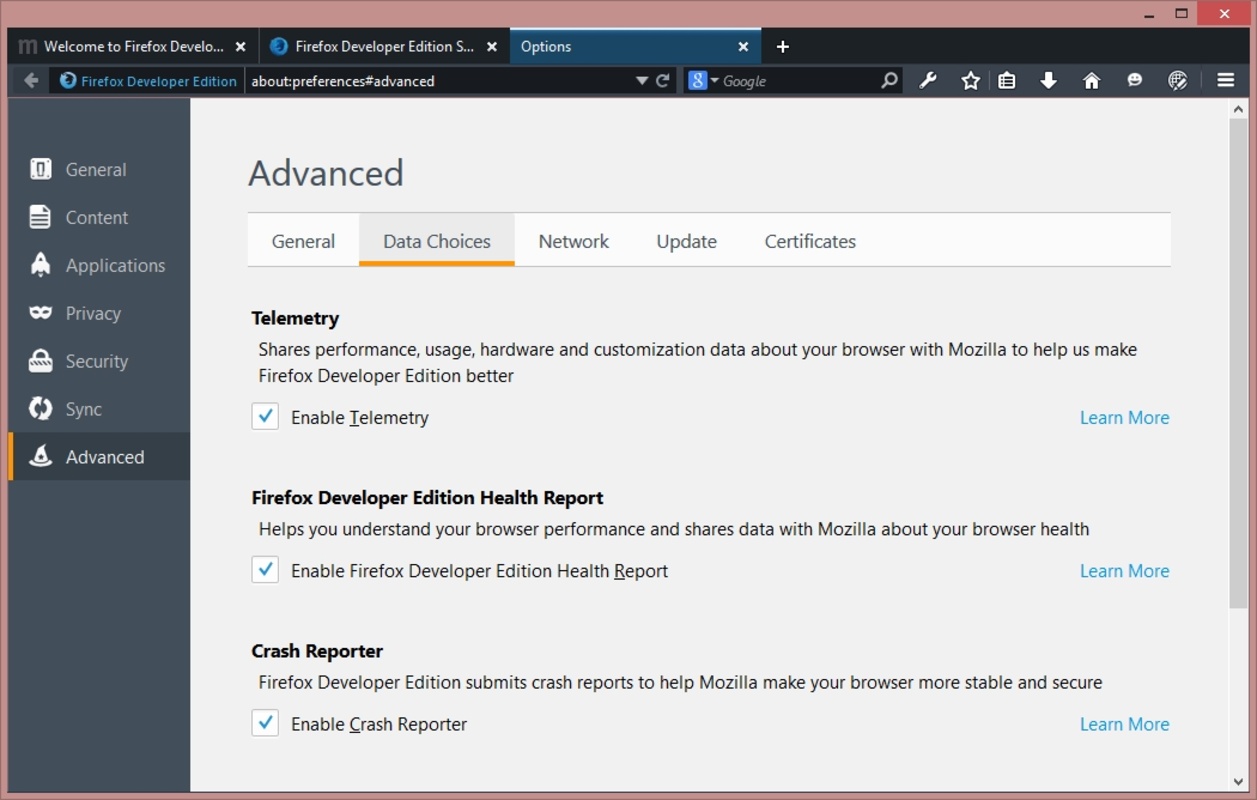 Firefox Developer Edition 121.0b1 for Windows Screenshot 1