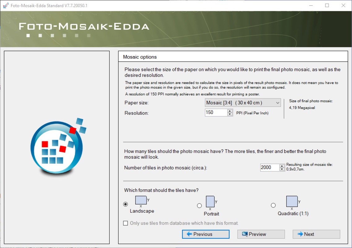 Foto-Mosaik-Edda 7.8.21314.1 for Windows Screenshot 1