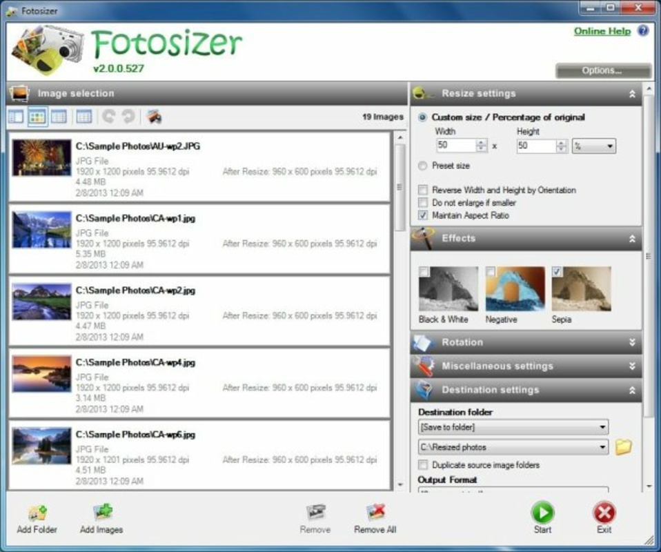 Fotosizer 3.17.2.584 feature