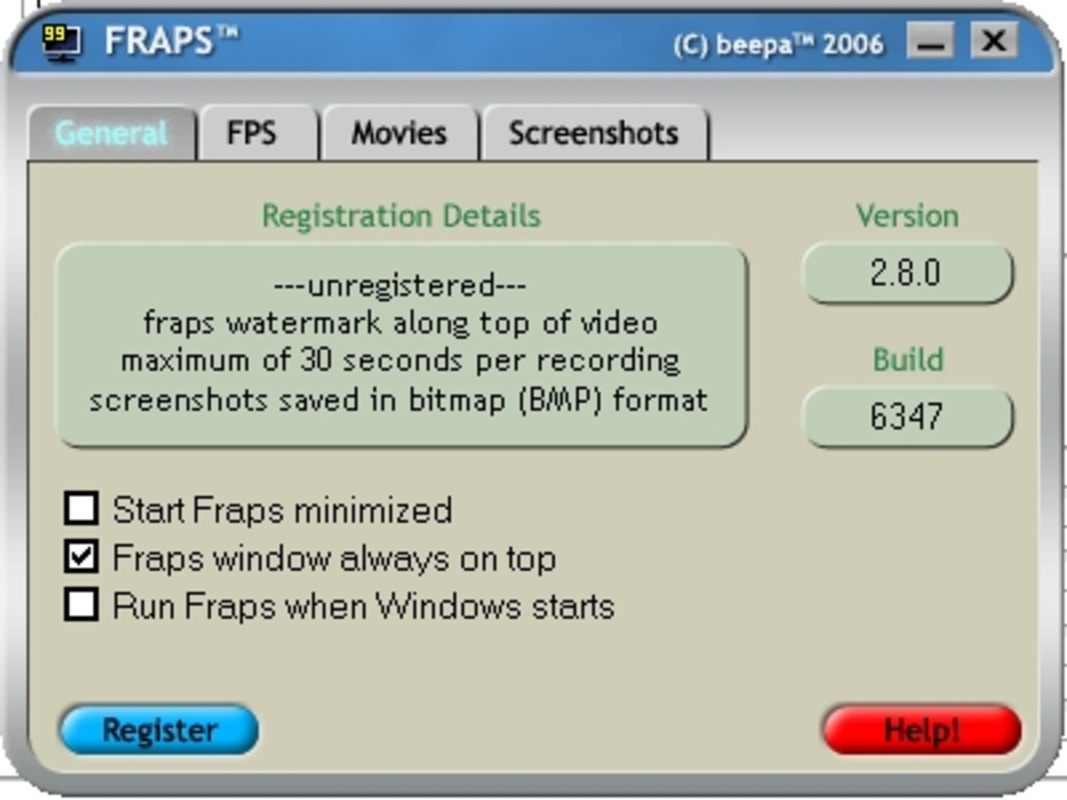 Fraps 3.5.99 for Windows Screenshot 1