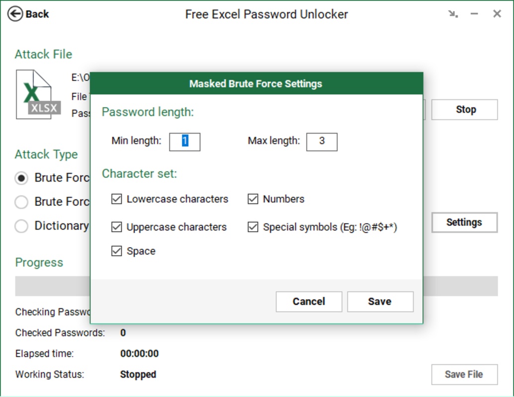 Free Excel Password Unlocker 2.0.1 feature