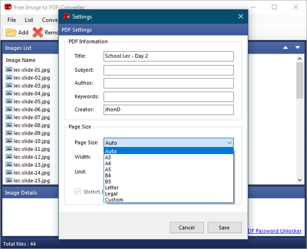 Free Image to PDF Converter 2.0.1 for Windows Screenshot 1