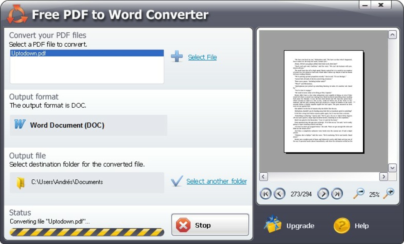 Free PDF to Word Converter 5.2 feature